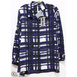 PRINTED BLOUSE HI-LO HEM & KEYHOLE BACK SZ LRG