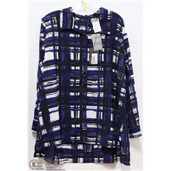 PRINTED BLOUSE HI-LO HEM & KEYHOLE BACK SZ XL