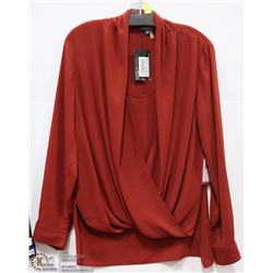 LADIES BLOUSE WITH LONG DRAPED COWL NECK SIZE MED