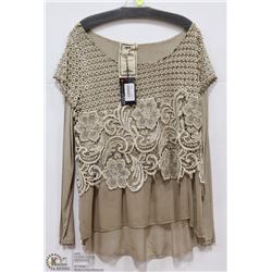 LONG SLEEVE TOP WITH LACE OVERLAY SIZE XL