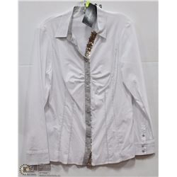 BLOUSE BUTTON UP WITH SEQUINED ACCENTS SIZE SM