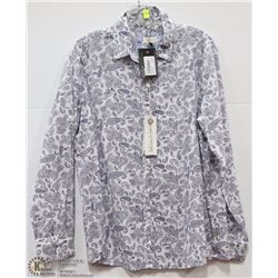 BUTTON UP SHIRT PRINTED PAISLEY WHITE/BLUE SM