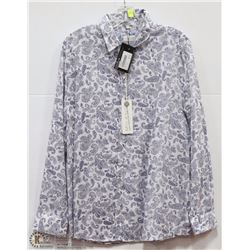 BUTTON UP SHIRT PRINTED PAISLEY WHITE/BLUE MED