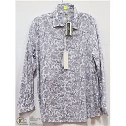 BUTTON UP SHIRT PRINTED PAISLEY WHITE/BLUE LRG