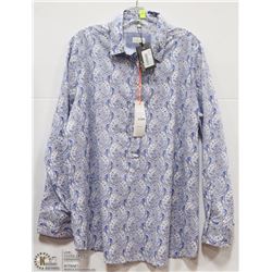 BUTTON UP SHIRT PRINTED WHITE/BLUE/GREY LRG