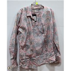 BUTTON UP SHIRT PRINTED GREY/PINK  SIZE XL