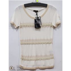 SHORT SLEEVE SWEATER W/GOLD TRIM SIZE 2