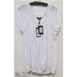 TIE FRONT ELASTIC WAIST BLOUSE SIZE 12