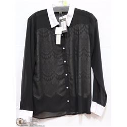 BLOUSE SHEER WITH LACE FRONT SIZE 6