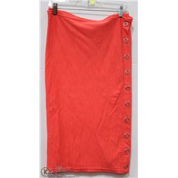 ORANGE KNEE LENGTH SKIRT WITH BUTTONS ONE SIZE