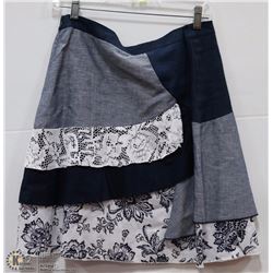 MID LENGTH DENIM PATCHWORK SKIRT SIZE 14