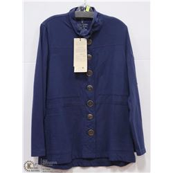 LONG NAVY BUTTON JACKET SIZE MED