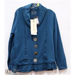BUTTON UP  RUFFLE HEM BLAZER SIZE XL