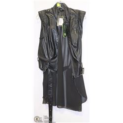 FAUX LEATHER WITH SHEER HEM & BACK VEST SIZE SM