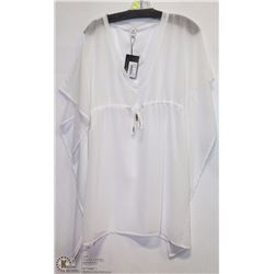 WHITE DRAWSTRING BEACH COVER ONE SIZE