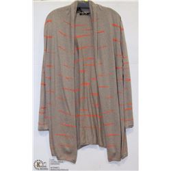 GREY & ORANGE STRIPED CARDIGAN SIZE XL