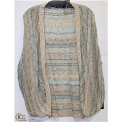 GREEN & TAUPE CARDIGAN SIZE MED TO LARGE