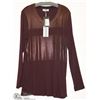 Image 1 : BURGUNDY & GOLD LONG SLEEVE TOP SIZE LARGE