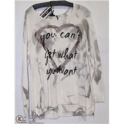 LONG SLEEVE BIG HEART SWEATER SIZE LARGE