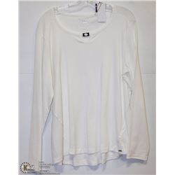 RIBBED CREW TOP WITH ORNAMENTAL NECK LINE SIZE XL