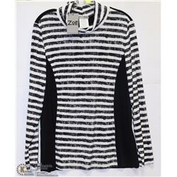 STRIPED MOCK NECK LONG SLEEVE TOP SIZE XL