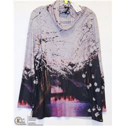 FUNNEL NECK WINTER SCAPE TUNIC SZ XL