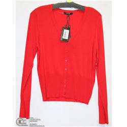 BUTTON FRONT TAPERED WAIST CARDIGAN SIZE LARGE