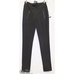 BLACK DRESS PANT WITH FAUX LEATHER POCKET SIZE 00