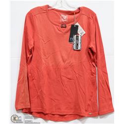 ORANGE CREW NECK LONG SLEEVE TOP SIZE MED