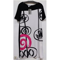 BLACK & PINK PRINT DRESS SIZE 14