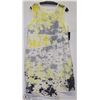 Image 1 : SLEEVELESS GREY & YELLOW PRINT DRESS SIZE 14