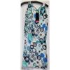 Image 1 : SLEEVELESS WHITE & TEAL DRESS SIZE 6