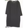 Image 1 : BLACK BOMBER DRESS W/FAUX LEATHER NECKLINE SIZE 14