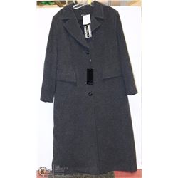 CHARCOAL LONG BUTTON UP FELT COAT SIZE 14