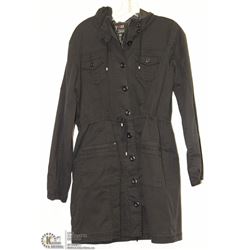 BLACK 3/4 LENGTH CANVAS JACKET SIZE 8