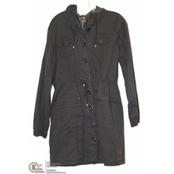 BLACK 3/4 LENGTH CANVAS JACKET SIZE 8