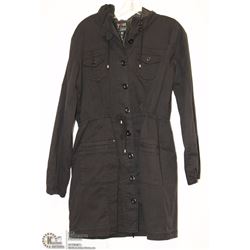 BLACK 3/4 LENGTH CANVAS JACKET SIZE 14