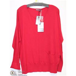 RED RIBBED CUFF SWEATER SIZE LARGE