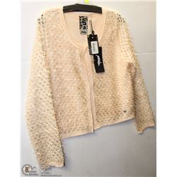 CARDIGAN - EYELASH KNIT W/HOLES SIZE 10