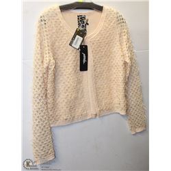 CARDIGAN - EYELASH KNIT W/HOLES SIZE 6