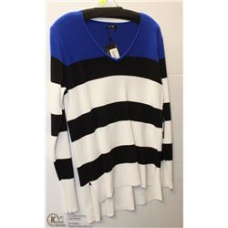 LONG SLEEVE SWEATER BLUE/MULTI SIZE LARGE