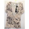 SPLASH PRINT FAUX WRAP SHIRT SIZE 14