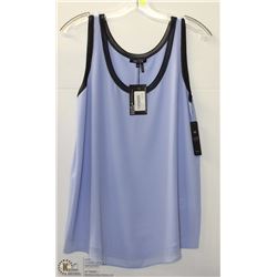 BLUE & BLACK SHEER TANK WITH LACE TRIM SIZE MED