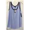 Image 1 : BLUE & BLACK SHEER TANK WITH LACE TRIM SIZE MED