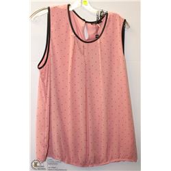 BLOUSE - DOTTED W/PLEATHER TRIM SIZE 14