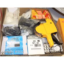 BOX OF PRICE TAGS, PRICING GUNS & TAGGING