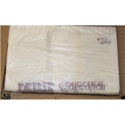 BOX OF 1300 COUNT SMALL LABELED SHOPPING BAGS