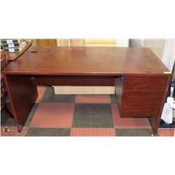 CHERRY WOOD VENEER DESK W/ 2 DRAWERS