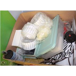 BOX OF ASSORTED PRICE TAG ROLLS, AND MISC STORE