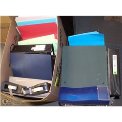 2 BOXES OF ASSORTED OFFICE SUPPLIES, INCLUDES TAPE
